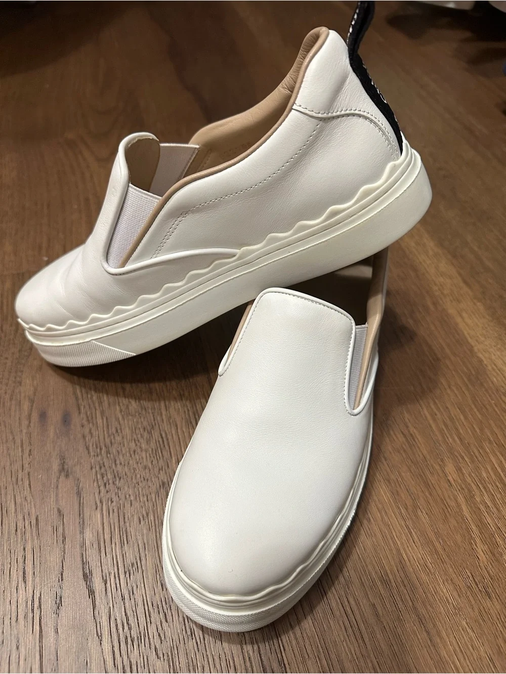 CHLOÉ LAUREN LEATHER SLIP ON SNEAKERS Women's Size 7 US/ 37 EU